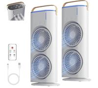 Genérico 20.29 Fl Oz Double-Ended Spray Fans, Portable Misting 120°Oscillating Fans, Rechargeable 3 Speeds with Remote, with Large Capacity Water Tank Control for Home, Office (2Pcs)