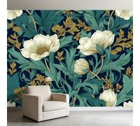 Genérico 200 x 140 cm papel pintado dormitorio niño azul verde,Elegancia floral William Morris mural XXL póster de pared para dormitorio salón cocina