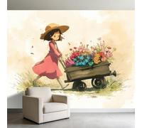 Genérico 200 x 140 cm Papel pintado panorámico para niños niñas, niña anime floral póster gigante mural 3D, decoración de pared premium para sala de estar, dormitorio adulto, dormitorio de niños