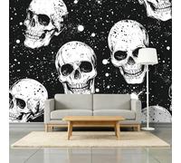 Genérico 200 x 140 cm Papel Pintado Pared Panorámico Cómics Gótico Calavera Lunares Negro decoración de pared Póster Gigante de Pared Personalizado 3D Para Salón Dormitorio