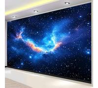 Genérico 200 x 140 cm Papel Pintado Pared Panorámico Espacio Interestelar Nebulosa Azul decoración de pared Póster Gigante de Pared Personalizado 3D Para Salón Dormitorio