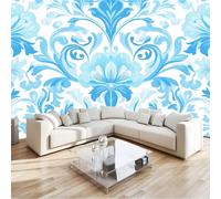 Genérico 200 x 140 cm Papel Pintado Pared Panorámico Flores De William Morris Flor Azul Azul decoración de pared Póster Gigante de Pared Personalizado 3D Para Salón Dormitorio