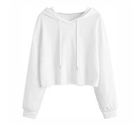 Genérico 2024 AI - Mujeres Cordón Crop Sudadera Crop Top Jersey Blusa Manga Larga Con Capucha Regalo Hombre Original Camiseta, blanco, XL