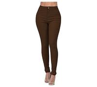 Genérico 2024 AI - Pies de Color Jeans Pantalones Pequeños de Cañón de Talle Alto para Mujer Jean de Talle Alto Negro, marrón, M