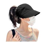 Genérico 2024 AI - Sombrero de sol para mujer, puede atar una cola de caballo, sombrero de alta forma, parasoles de verano al aire libre y lengua de pato Gorra Gavroche Terciopelo, Le Noir, Talla