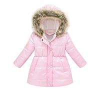 Genérico 2024 - Bebé Niños Niñas Invierno Grueso Cálido A Prueba del Viento Con Capucha Abrigo Outwear Chaqueta Ropa Abrigos Largos Para Niñas Vestidas, rosa, 2-3 años