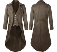Genérico 2024 Chaqueta steampunk para hombre disfraz de esmoquin medieval abrigo de fraco gótico renacentista retro victoriano bordado Halloween pirata vampiro cosplay disfraces para hombres Vintage