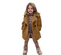 Genérico 2024 Moda Niño Bebé Niños Niñas Abrigo Invierno Impermeable Suave Espesar Cálido Polar Botón Chándal Chaqueta Trench Cuero, Marrón, 2-3 Años