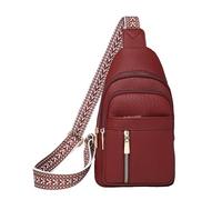 Generico 2024 Multi-Pocket Sling Bag | Waterproof PU Leather, 18x6x30cm, 350g | Small Chest Purse For Women | Vintage Shoulder Bag In Green, Red, Khaki, White Or Black, rojo, Fare riferimento alla