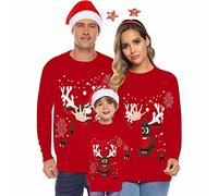 Genérico 2024 Sudaderas Navideñas Familiares Suéter Familia Invierno Jersey Navideño Familiar Manga Larga Pullover Mujer Hombre Niño Niña Chica Chico Blusas Cuello Redondo de Navidad Pareja 2024#A14