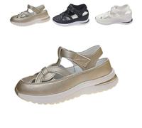 Genérico 2025 Bomre Orthopedic Sandals, Bomre Orthopedic Slip on Shoes Women, Hollow Out Closed Toe Platform Wedges for Women (Gold,40)