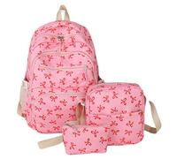 Genérico 2025 Bow Backpack for Girls,3PCS Set Pink Bow Backpack for School,Preppy Backpacks With Bows (Rose Red,Grande)
