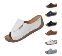 Genérico 2025 Breathable Summer Solid Color Platform Slip On Walking Sandals, Comfortable Orthopedic Wedge Sandals for Women (White,36)