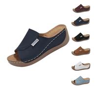 Genérico 2025 Breathable Summer Solid Color Platform Slip On Walking Sandals, Comfortable Orthopedic Wedge Sandals for Women (Dark Blue,42)