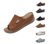 Genérico 2025 Breathable Summer Solid Color Platform Slip On Walking Sandals, Comfortable Orthopedic Wedge Sandals for Women (Khaki,43)