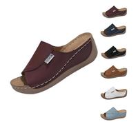 Genérico 2025 Breathable Summer Solid Color Platform Slip On Walking Sandals, Comfortable Orthopedic Wedge Sandals for Women (Red,38)