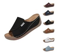 Genérico 2025 Breathable Summer Solid Color Platform Slip On Walking Sandals, Comfortable Orthopedic Wedge Sandals for Women (Black,37)
