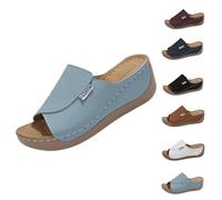 Genérico 2025 Breathable Summer Solid Color Platform Slip On Walking Sandals, Comfortable Orthopedic Wedge Sandals for Women (Blue,38)