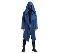 Genérico 2025 - Chaqueta de hombre en estilo, de un solo color, chaqueta larga de punto, sudadera con capucha para hombre, azul, M