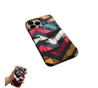 Genérico 2025 Flat 3D Square Pattern Glass Case for iPhone Creative Aesthetic 3D Design Colorful Stereoscopic Checkerboard Phone Case for iPhone 12 13 14 15 Pro MAX (B, 15 Pro MAX)