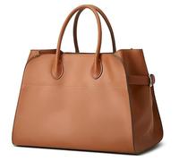 Genérico 2025 Leather Tote Bag for Women, Large Retro Top-Handle Work Bag, Trendy PU Shoulder (Brown)
