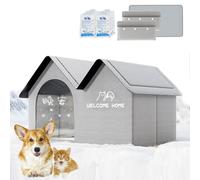 Genérico 2025 New Air Conditioner Cat House, Air Conditioned Dog House, Foldable Dog House with AC Unit, Pets Cooling House, with 10 Ice Packs, for Small, Medium, Large Cats (Gray,M)
