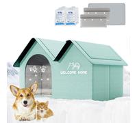 Genérico 2025 New Air Conditioner Cat House, Air Conditioned Dog House, Foldable Dog House with AC Unit, Pets Cooling House, with 10 Ice Packs, for Small, Medium, Large Cats (Green,M)