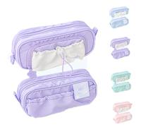 Genérico 2025 New Cute Aesthetic Pouch Holder Drawstring Pen Case,Rosy Posy Pencil Case, Simplicity Solid Color Pencil Cases (Purple,210 * 85 * 56mm)