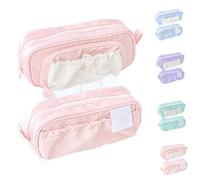 Genérico 2025 New Cute Aesthetic Pouch Holder Drawstring Pen Case,Rosy Posy Pencil Case, Simplicity Solid Color Pencil Cases (Pink,210 * 85 * 56mm)