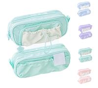 Genérico 2025 New Cute Aesthetic Pouch Holder Drawstring Pen Case,Rosy Posy Pencil Case, Simplicity Solid Color Pencil Cases (Green,210 * 85 * 56mm)