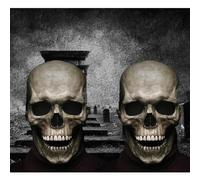 Genérico 2025 New Halloween Full Head Skull Mask, Full Head Skull Latex Mask with Movable Jaw for Cosplay Party Props (2pcs*gray)