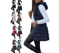 Genérico 2025 New Long Puffer Vest Women Fall Winter Warm Quilted Sleeveless Vests Puffy Zip Up Fall Coat Outerwear (H,M)