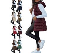 Genérico 2025 New Long Puffer Vest Women Fall Winter Warm Quilted Sleeveless Vests Puffy Zip Up Fall Coat Outerwear (B,M)