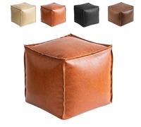 Genérico 2025 New Stuffable Cushion Bag Leather, Oil Waxed Leather Ottoman Cushion, Unstuffed Faux Leathe Footrest Storage Cube,16 Inch Floor Footrest Storage Solution, Store Idle Clothes (Orange)