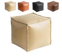 Genérico 2025 New Stuffable Cushion Bag Leather, Oil Waxed Leather Ottoman Cushion, Unstuffed Faux Leathe Footrest Storage Cube,16 Inch Floor Footrest Storage Solution, Store Idle Clothes (White)