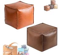 Genérico 2025 New Stuffable Cushion Bag-Unstuffed Pouf Ottomans-16 Inch Faux Leather Storage Ottoman-Decorative Footrest for Living Room & Bedroom, Multi-Functional Storage Solution (Set 4)