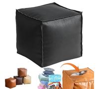 Genérico 2025 New Stuffable Cushion Bag-Unstuffed Pouf Ottomans-16 Inch Faux Leather Storage Ottoman-Decorative Footrest for Living Room & Bedroom, Multi-Functional Storage Solution (Black)