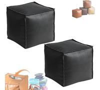 Genérico 2025 New Stuffable Cushion Bag-Unstuffed Pouf Ottomans-16 Inch Faux Leather Storage Ottoman-Decorative Footrest for Living Room & Bedroom, Multi-Functional Storage Solution (Black-2)