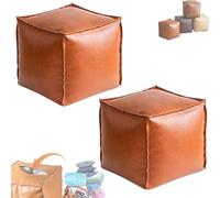 Genérico 2025 New Stuffable Cushion Bag-Unstuffed Pouf Ottomans-16 Inch Faux Leather Storage Ottoman-Decorative Footrest for Living Room & Bedroom, Multi-Functional Storage Solution (Orange-2)