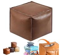 Genérico 2025 New Stuffable Cushion Bag-Unstuffed Pouf Ottomans-16 Inch Faux Leather Storage Ottoman-Decorative Footrest for Living Room & Bedroom, Multi-Functional Storage Solution (Coffee)