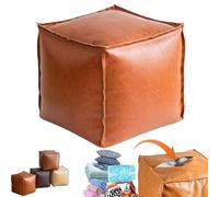 Genérico 2025 New Stuffable Cushion Bag-Unstuffed Pouf Ottomans-16 Inch Faux Leather Storage Ottoman-Decorative Footrest for Living Room & Bedroom, Multi-Functional Storage Solution (Orange)
