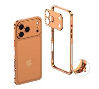 Genérico 2025 New Ultra-Thin Metal Frame Heat Dissipation Case with Lens Protector for iPhone 17 Pro MAX,Aluminum Metal Frameless Design,Lightweight,Shockproof Cover (For iPhone 17ProMax,Orange)
