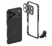 Genérico 2025 New Ultra-Thin Metal Frame Heat Dissipation Case with Lens Protector for iPhone 17 Pro MAX,Aluminum Metal Frameless Design,Lightweight,Shockproof Cover (For iPhone 17ProMax,Black)