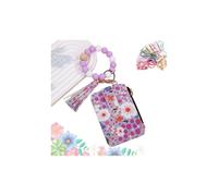 Genérico 2025 New Women's Boho Beaded Wallet, Boho Style Beaded Tassel Keychain Wallet with Flower Pattern, Multiple ID Card Slots Credit Card Holder Purse (Purple)