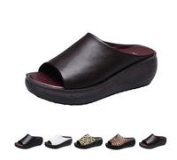 Genérico 2025 Orthopedic Sandals Summer Dressy Platform Heel Arch Support Slip Sandals Comfortable Orthotic Leather Wedges Slides (1PCS/E,39)