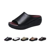 Genérico 2025 Orthopedic Sandals Summer Dressy Platform Heel Arch Support Slip Sandals Comfortable Orthotic Leather Wedges Slides (1PCS/A,41)
