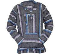 Genérico 2025 Sudadera Mexicana de Capucha Hippie Surf Poncho para Hombre con Estampado, plata, XL