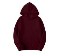 Genérico 2025 Suéteres con Capucha de Terciopelo Artificial de Manga Larga con Bolsillos Ropa de Invierno Estilo E Girl Sudadera con Capucha, Vino, L