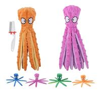 Genérico 2025 Whiskerspot Octopus Dog Toy, Whiskerspot Dog Toys Interactive Chew Dogs Toy for Hide and Seek and Puppy Chew Toys for Teething Small/Medium/Large Dogs, No Stuffing (Orange+Pink)