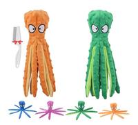 Genérico 2025 Whiskerspot Octopus Dog Toy, Whiskerspot Dog Toys Interactive Chew Dogs Toy for Hide and Seek and Puppy Chew Toys for Teething Small/Medium/Large Dogs, No Stuffing (Orange+Green)